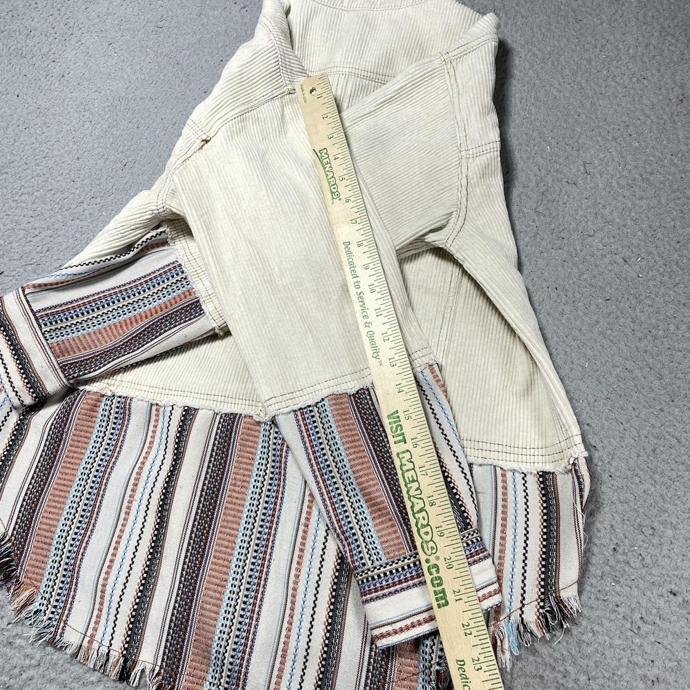 Gimmicks Tunic Shirt Womens Large Multicolor Corduroy Fringe Hem Boho Stripe - Picture 8 of 12